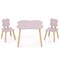 Kids Wooden Flower Table and Chair Set – 3-Piece Toddler Play Furniture with Solid Pine Legs